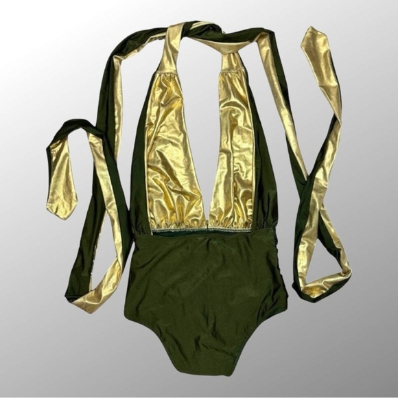 Marilyn Monroe Design Your Own Look Wrap Swimsuit Green & Gold Size Medium NWT - Picture 4 of 7